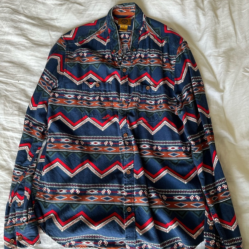 Stapleford Men's Large Aztec Pattern Button Down Western Shirt 100% Cotton